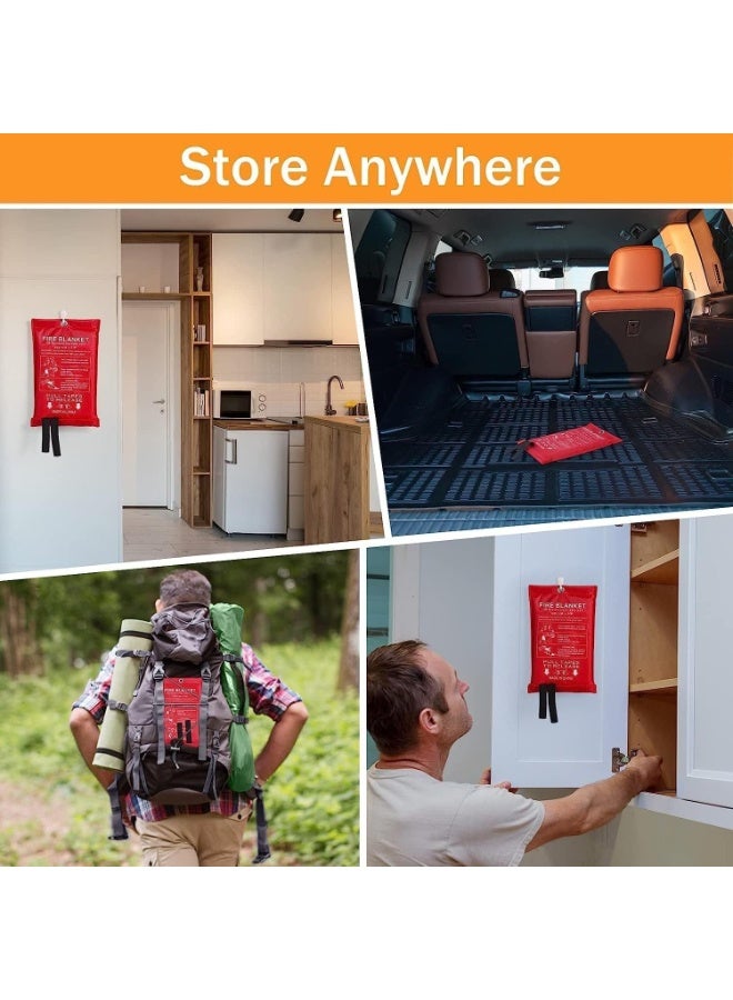 2 Pcs Fire Emergency Blanket,Fire Blanket for Home and Kitchen,Camping Emergency Blankets,Emergency Fire Retardant Blankets for House,Fireproof Blanket Welding Blanket for Kitchen,Grill,BBQ - Image 5